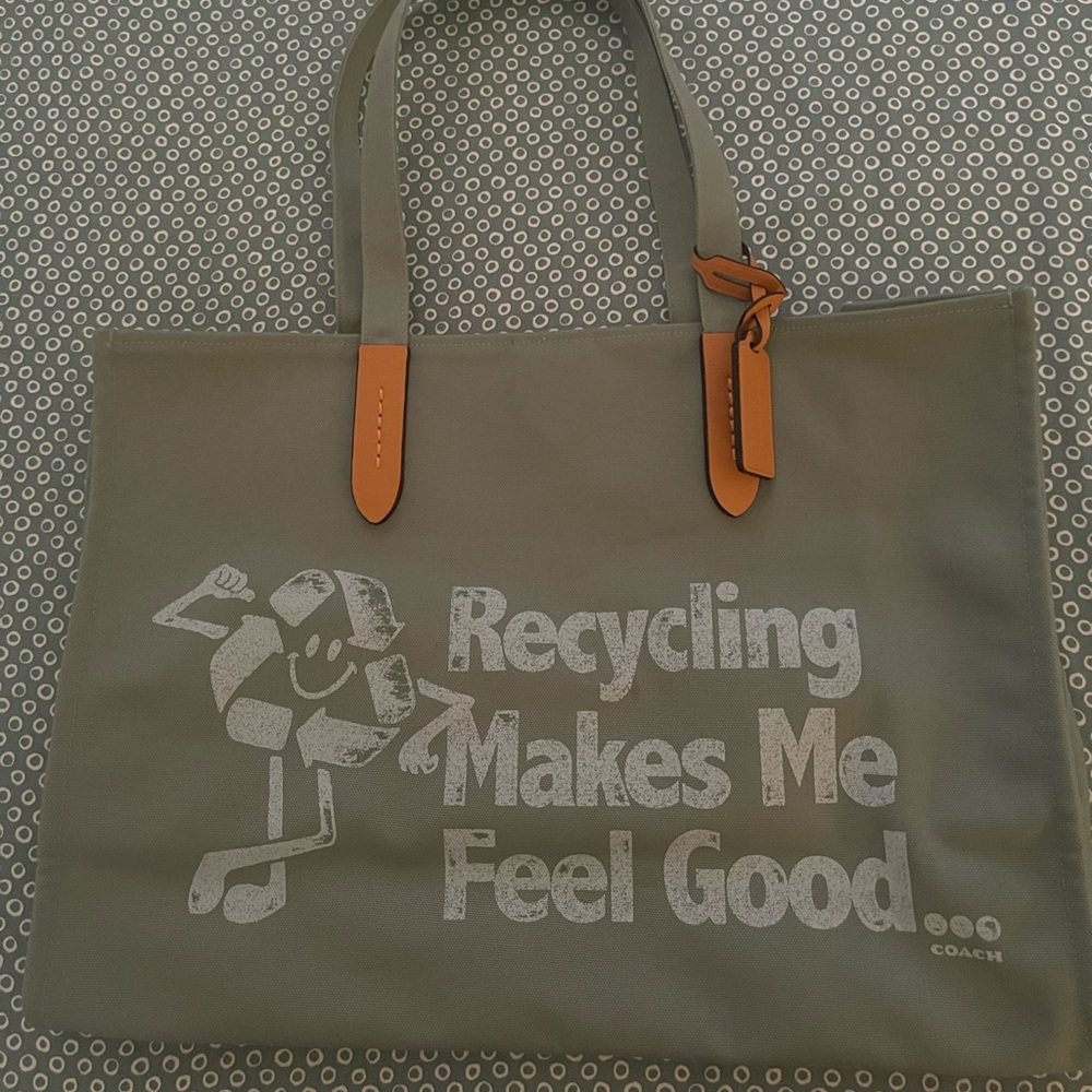 Coach Green Tote 42 in 100 Percent Recycled Canvas
